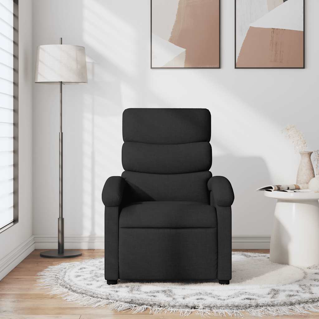vidaXL Fotoliu rabatabil, negru, material textil vidaXL Fotoliu rabatabil, negru, material textil
