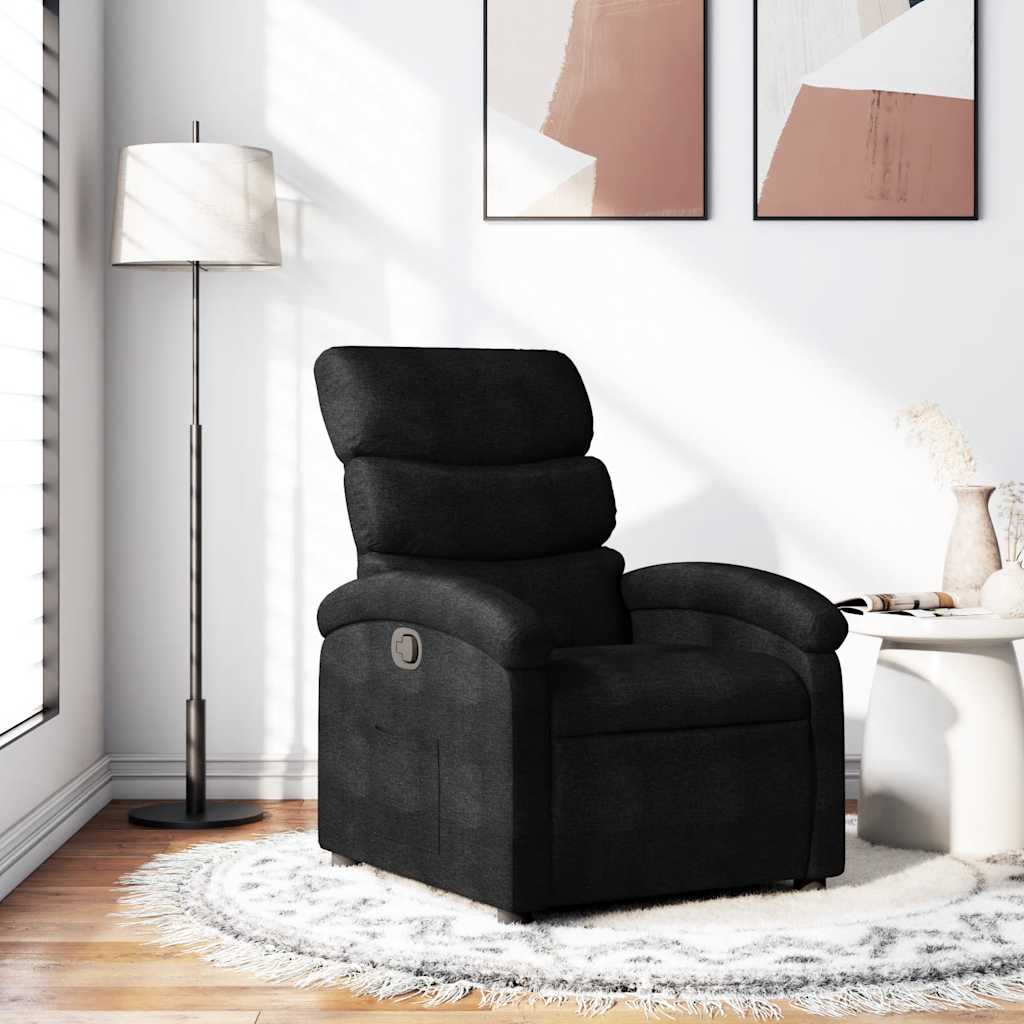 vidaXL Fotoliu rabatabil, negru, material textil vidaXL Fotoliu rabatabil, negru, material textil