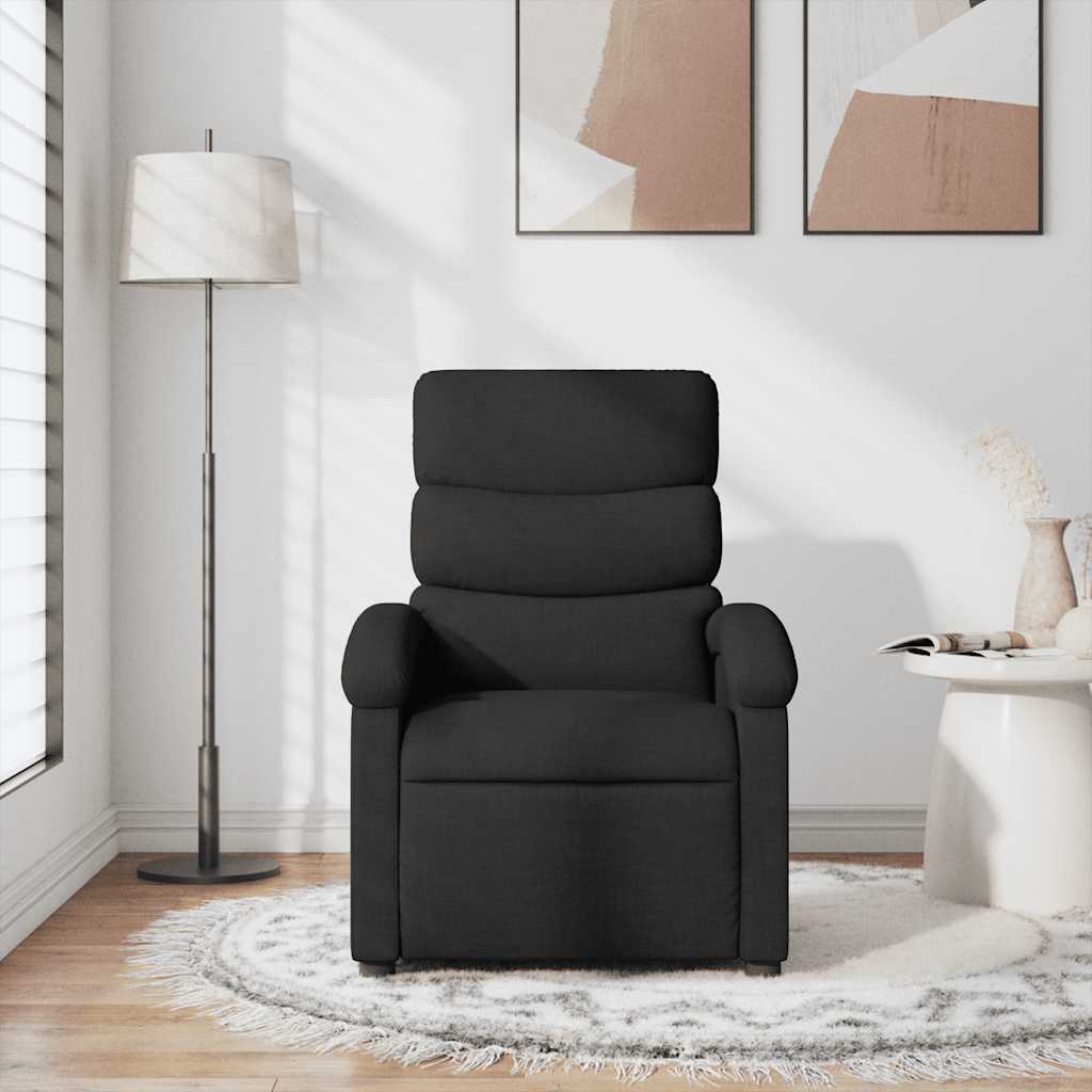 vidaXL Fotoliu de masaj rabatabil, negru, material textil vidaXL Fotoliu de masaj rabatabil, negru, material textil