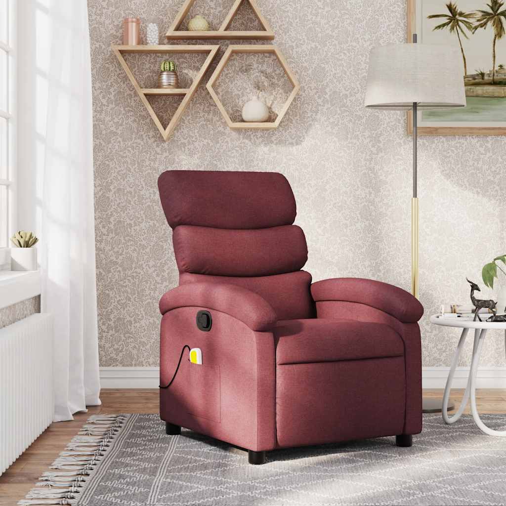 vidaXL Fotoliu de masaj rabatabil, roșu vin, material textil vidaXL Fotoliu de masaj rabatabil, roșu vin, material textil