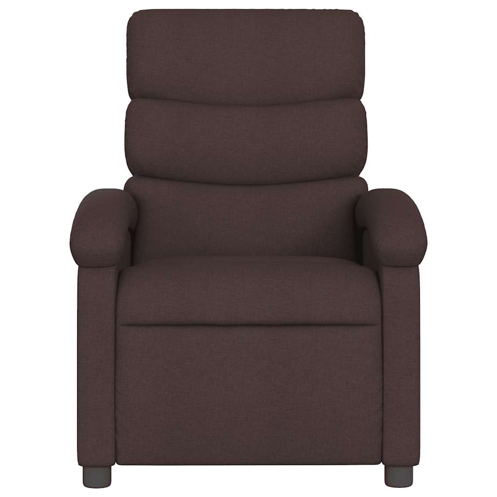 vidaXL Fotoliu de masaj rabatabil, maro închis, material textil