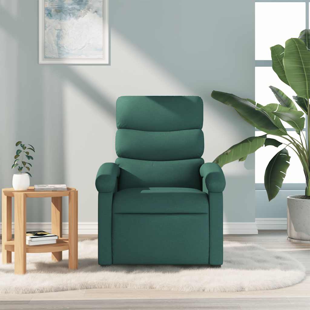 vidaXL Fotoliu de masaj rabatabil, verde închis, material textil vidaXL Fotoliu de masaj rabatabil, verde închis, material textil