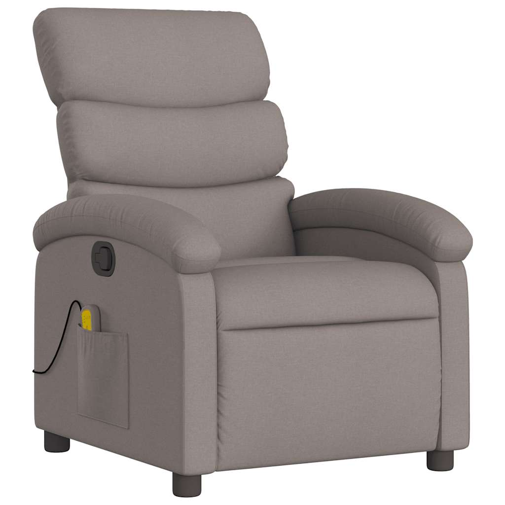 vidaXL Fotoliu de masaj rabatabil, gri taupe, material textil