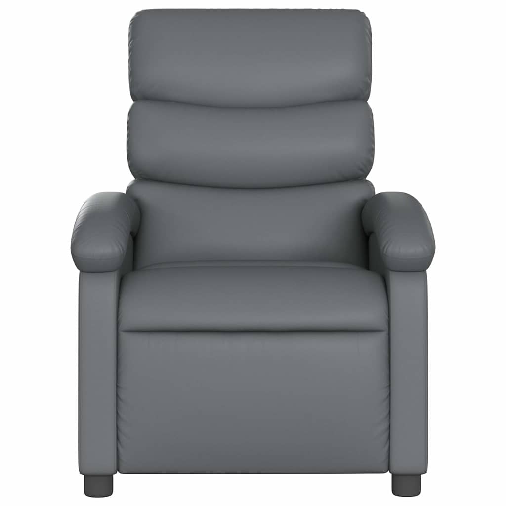 vidaXL Fotoliu rabatabil, gri, piele ecologică