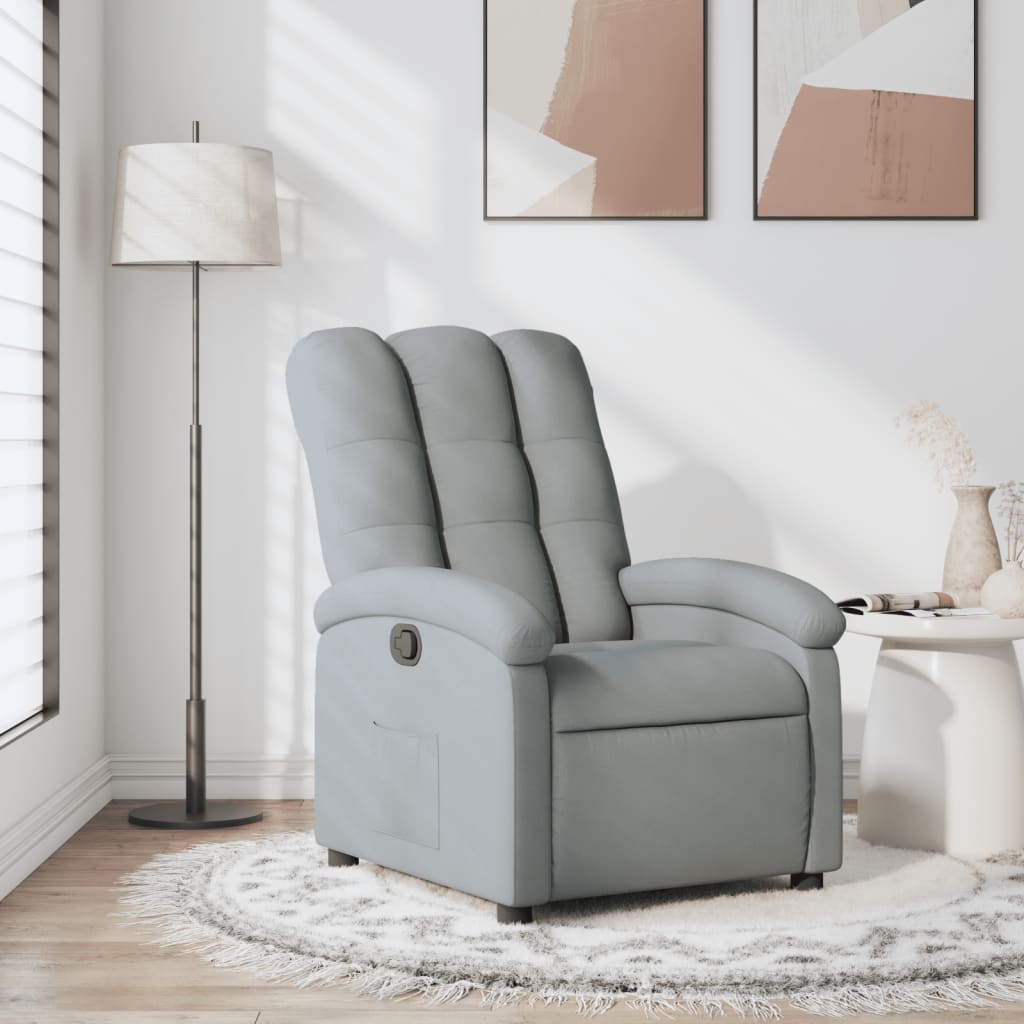 vidaXL Fotoliu rabatabil, gri deschis, material textil