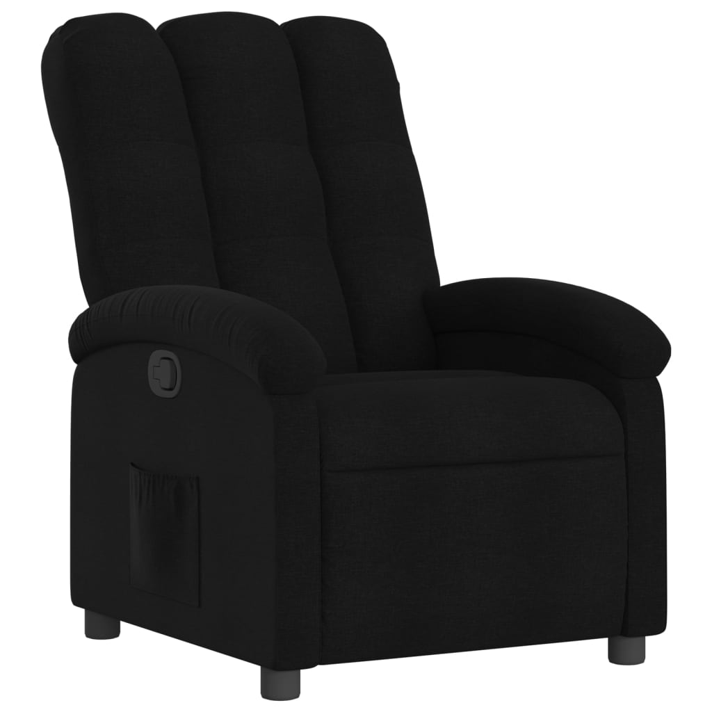vidaXL Fotoliu rabatabil, negru, material textil vidaXL Fotoliu rabatabil, negru, material textil