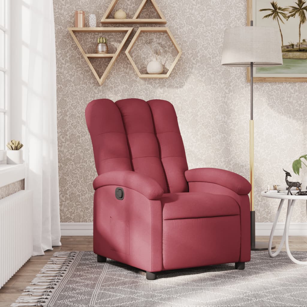 vidaXL Fotoliu rabatabil, roșu vin, material textil vidaXL Fotoliu rabatabil, roșu vin, material textil