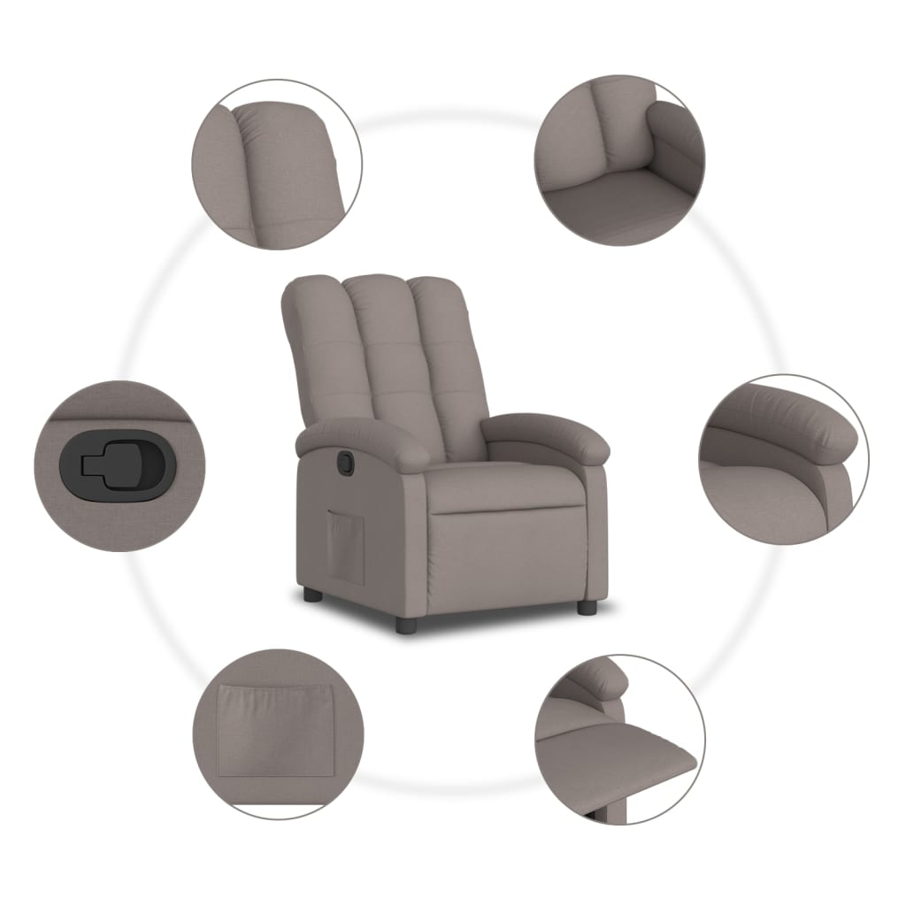 vidaXL Fotoliu rabatabil, gri taupe, material textil