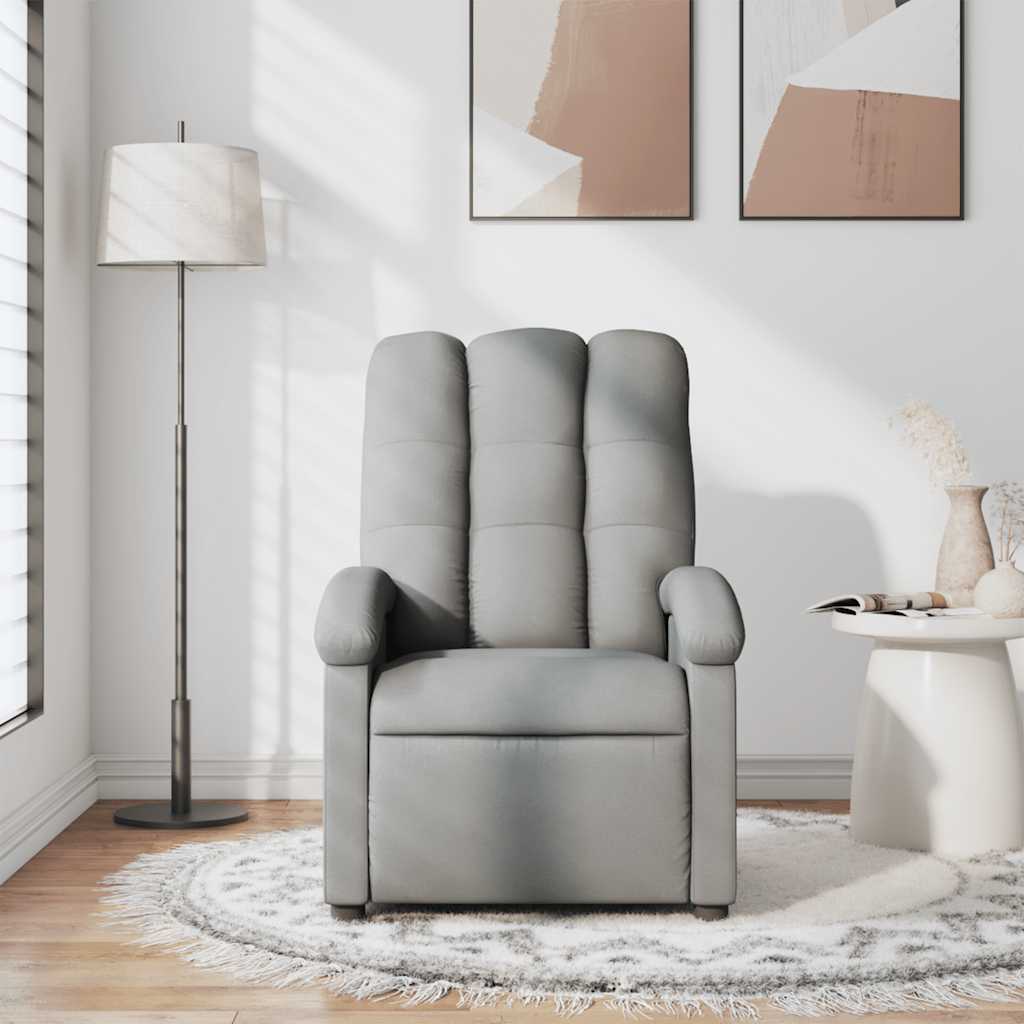 vidaXL Fotoliu de masaj rabatabil, gri deschis, textil vidaXL Fotoliu de masaj rabatabil, gri deschis, textil