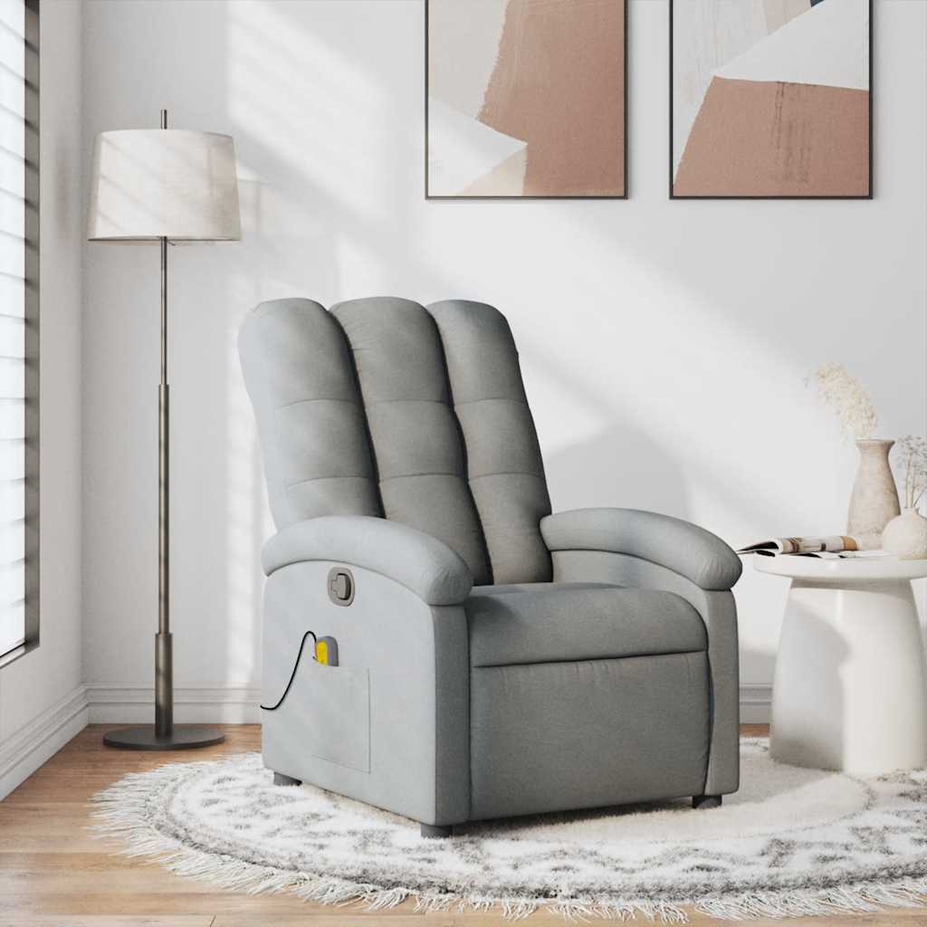 vidaXL Fotoliu de masaj rabatabil, gri deschis, textil vidaXL Fotoliu de masaj rabatabil, gri deschis, textil