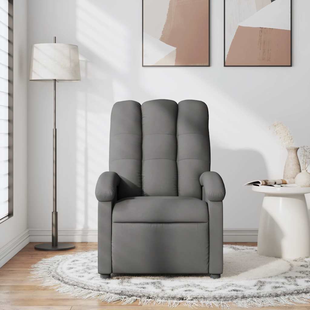 vidaXL Fotoliu de masaj rabatabil, gri închis, material textil vidaXL Fotoliu de masaj rabatabil, gri închis, material textil