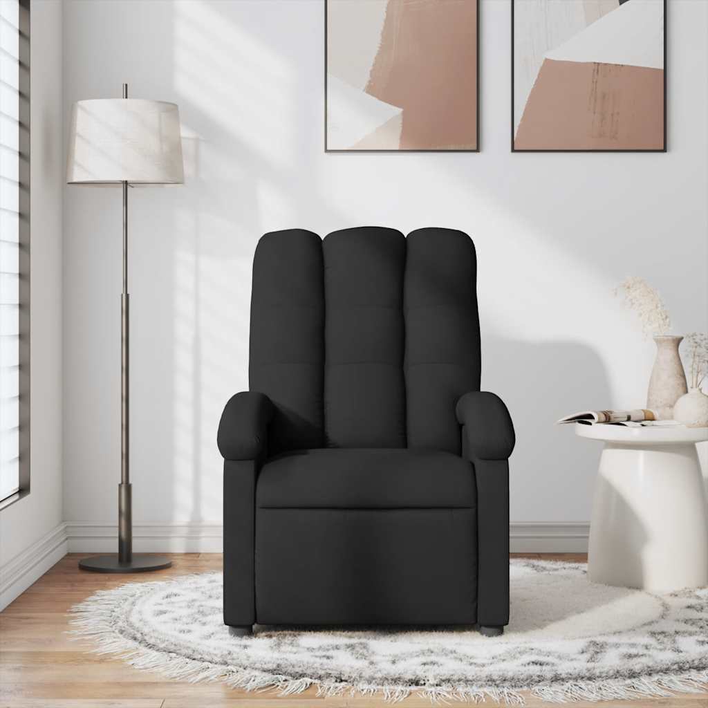 vidaXL Fotoliu de masaj rabatabil, negru, material textil vidaXL Fotoliu de masaj rabatabil, negru, material textil