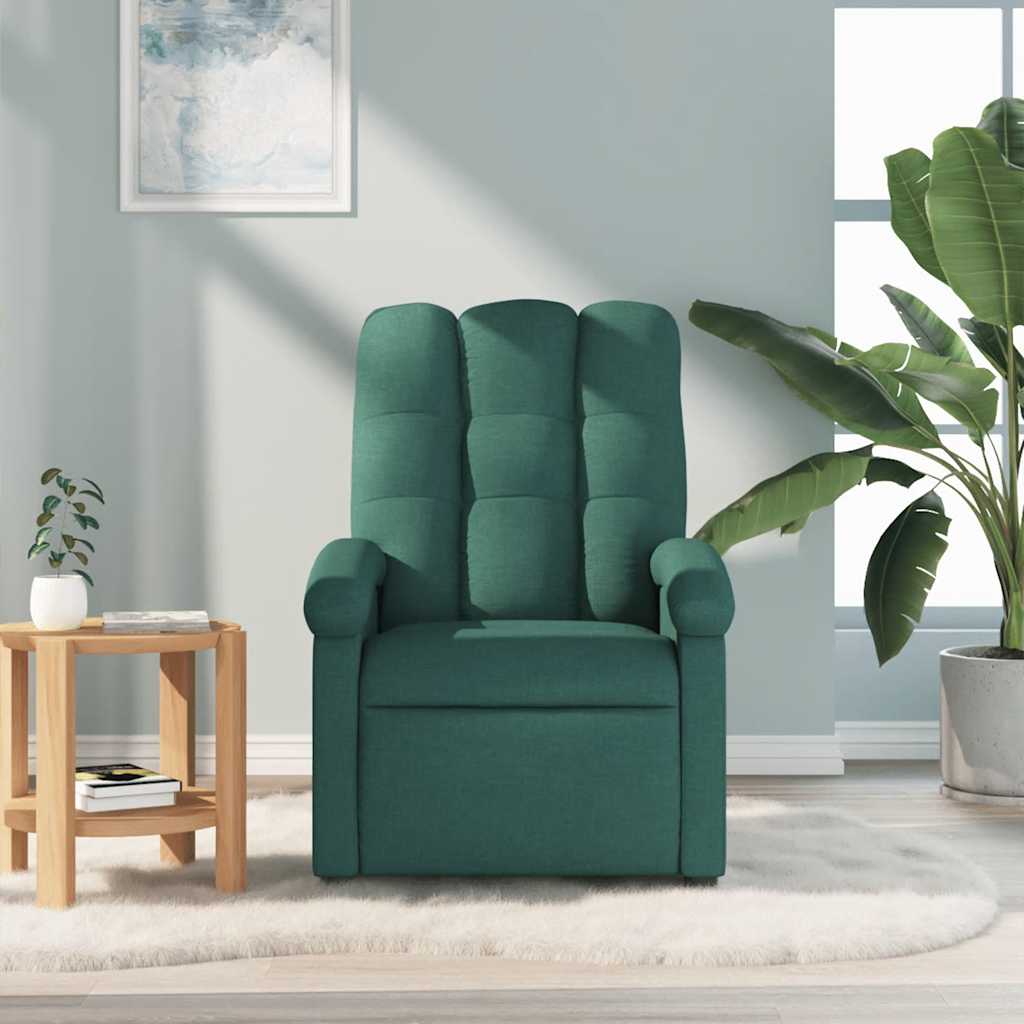 vidaXL Fotoliu de masaj rabatabil, verde închis, material textil vidaXL Fotoliu de masaj rabatabil, verde închis, material textil