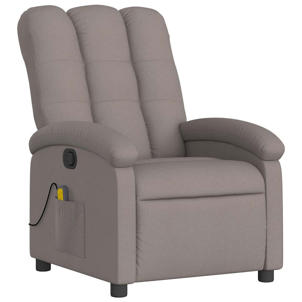 vidaXL Fotoliu de masaj rabatabil, gri taupe, material textil