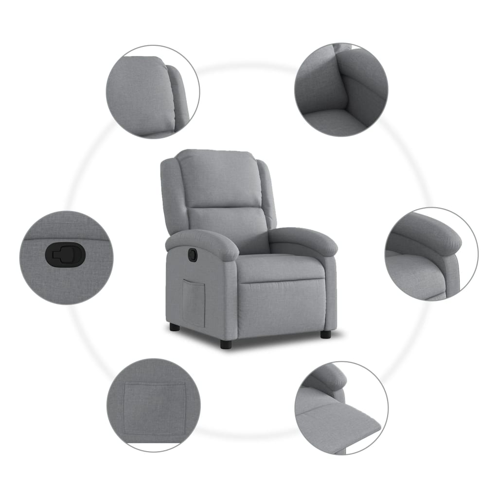 vidaXL Fotoliu rabatabil, gri deschis, material textil