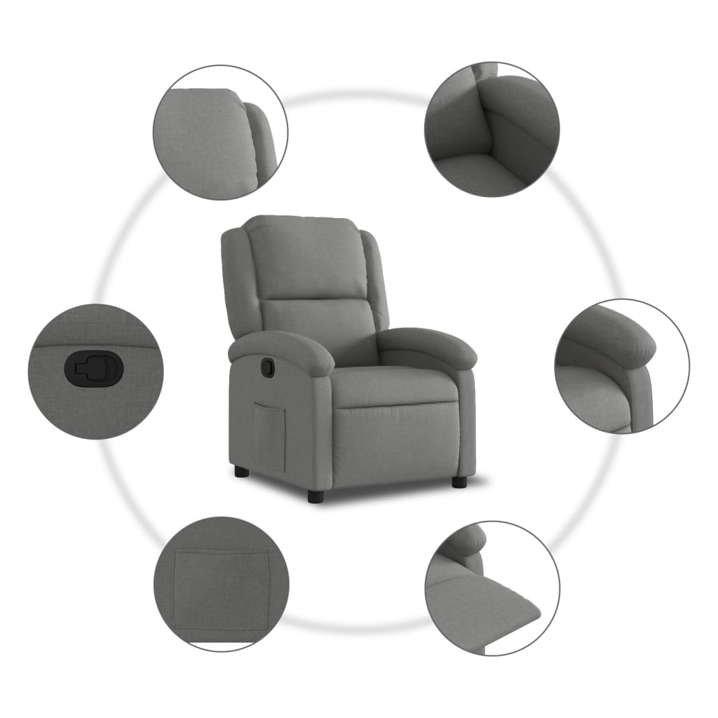 vidaXL Fotoliu rabatabil, gri închis, material textil