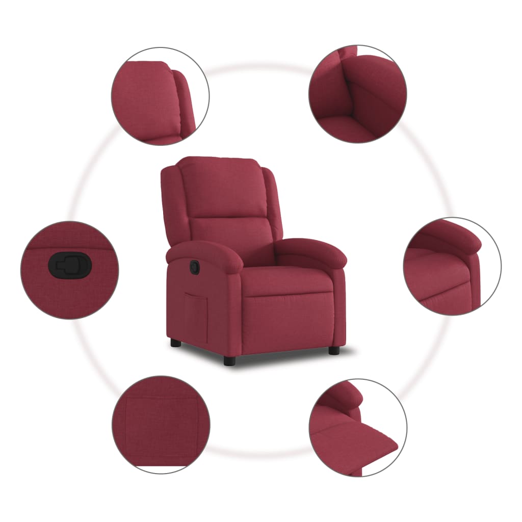 vidaXL Fotoliu rabatabil, roșu vin, material textil vidaXL Fotoliu rabatabil, roșu vin, material textil