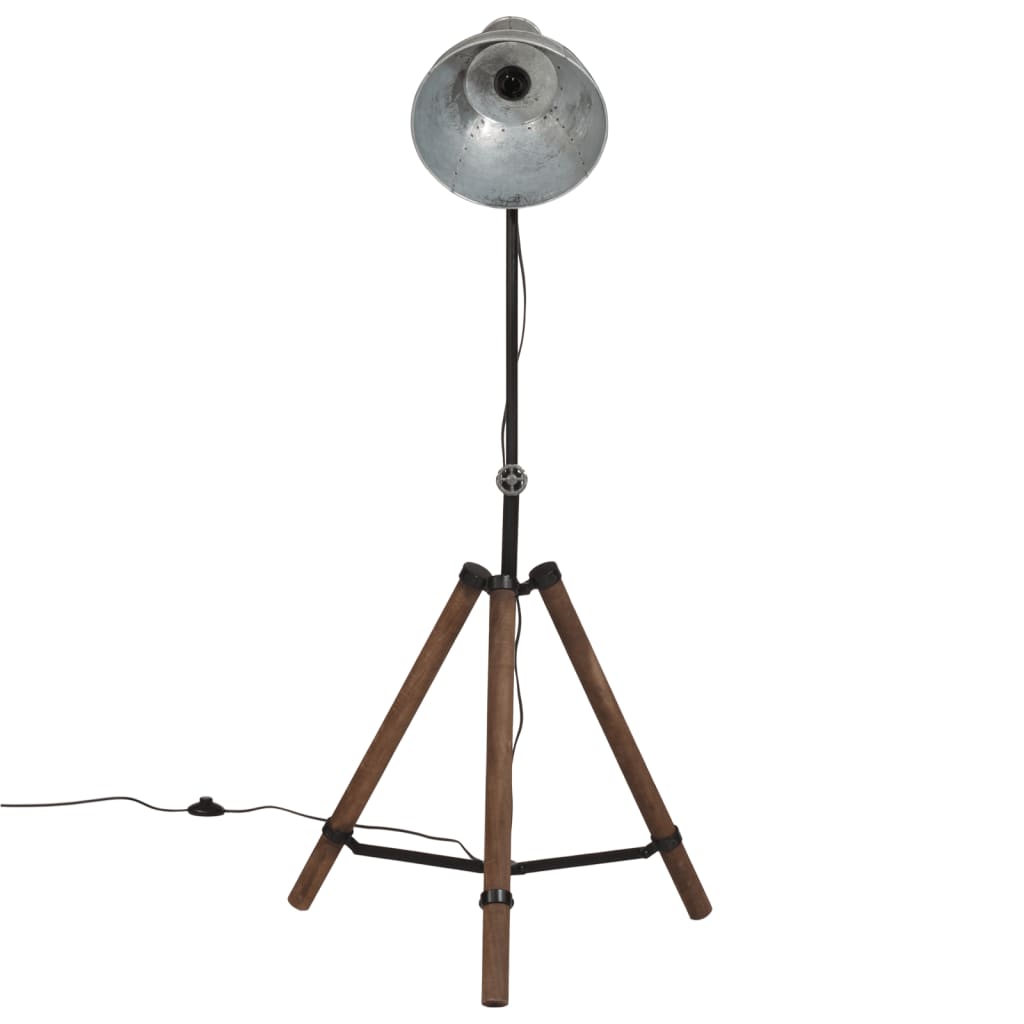 vidaXL Lampă de podea 25 W, argintiu vintage, 75x75x90-150 cm, E27 vidaXL Lampă de podea 25 W, argintiu vintage, 75x75x90-150 cm, E27