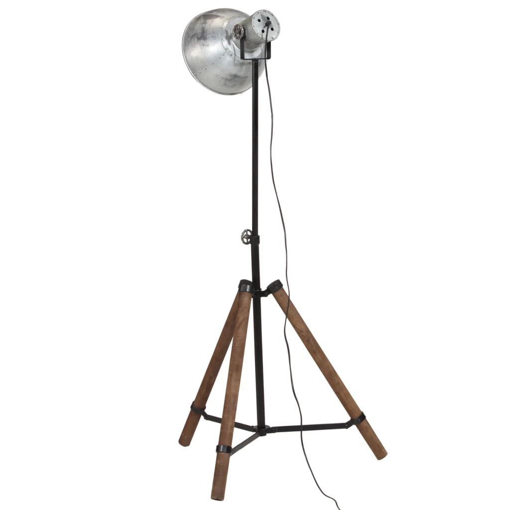 vidaXL Lampă de podea 25 W, argintiu vintage, 75x75x90-150 cm, E27 vidaXL Lampă de podea 25 W, argintiu vintage, 75x75x90-150 cm, E27