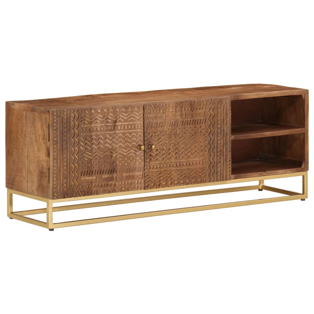 vidaXL Comodă TV, 110x30x40 cm, lemn masiv de mango brut și fier vidaXL Comodă TV, 110x30x40 cm, lemn masiv de mango brut și fier