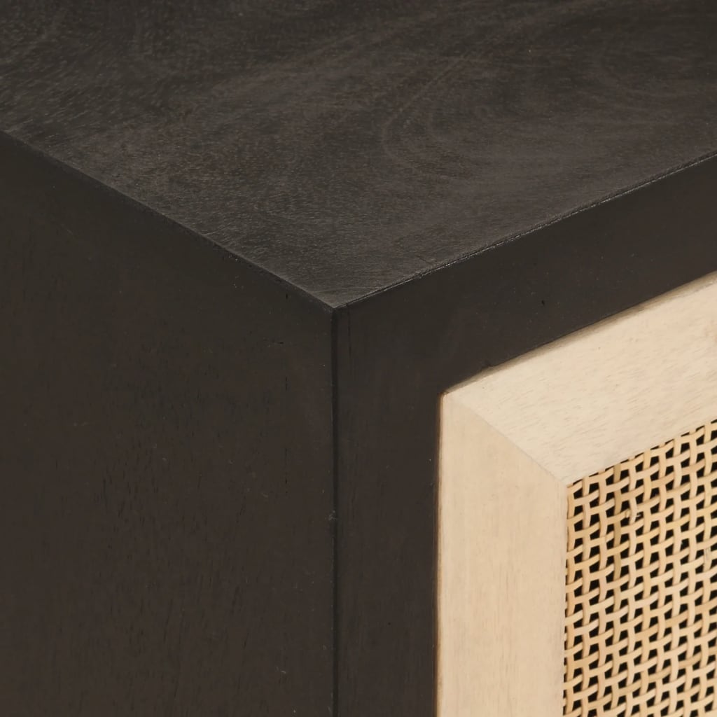 vidaXL Noptieră, neagră, 40x30x50 cm, lemn masiv de mango și fier