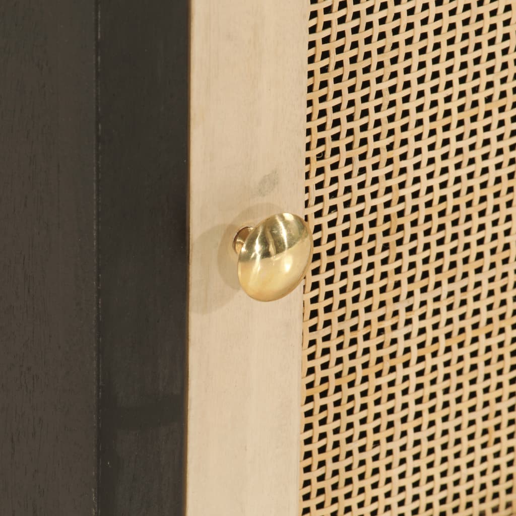 vidaXL Noptieră, neagră, 40x30x50 cm, lemn masiv de mango și fier