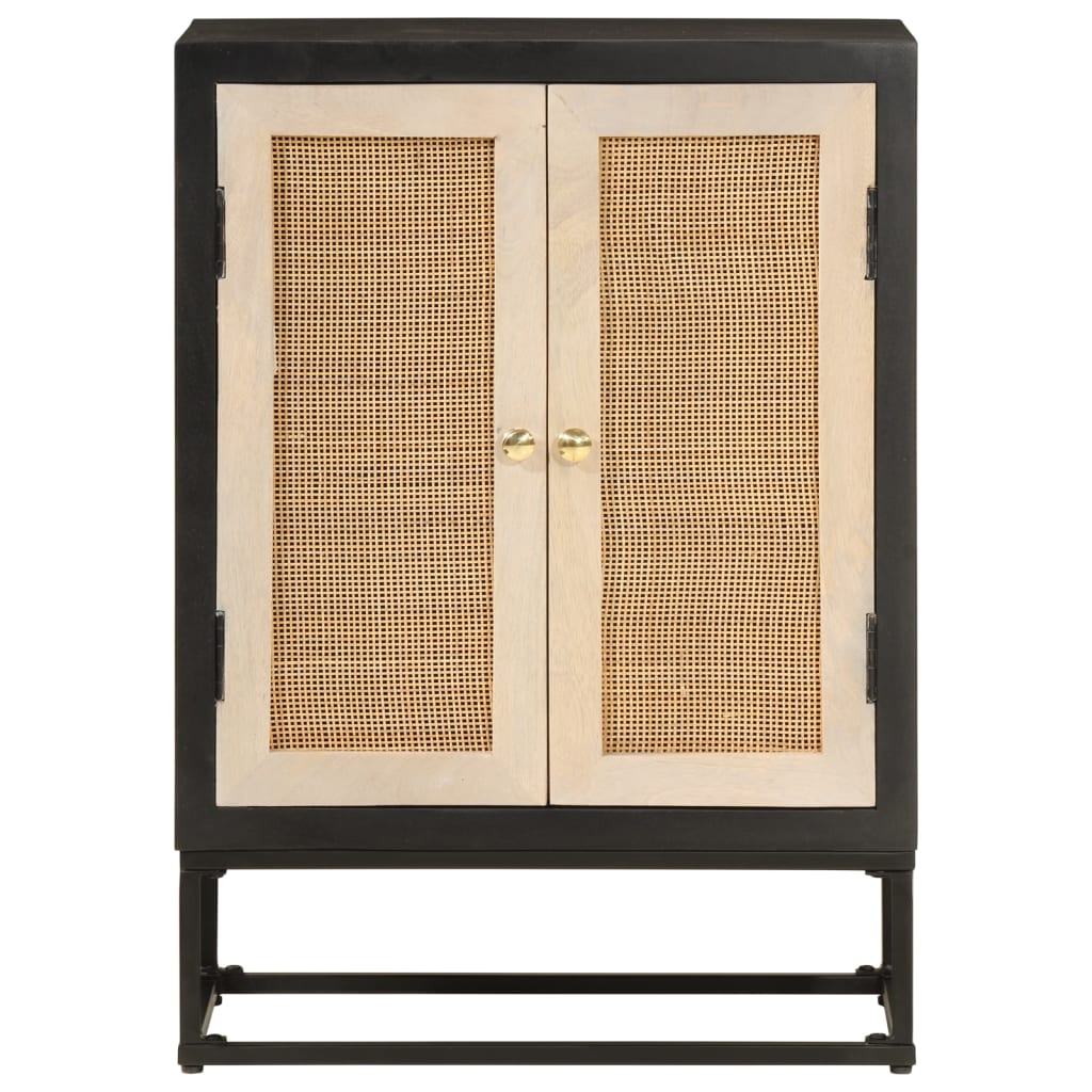vidaXL Dulap, negru, 55x30x76 cm, lemn masiv de mango și fier vidaXL Dulap, negru, 55x30x76 cm, lemn masiv de mango și fier