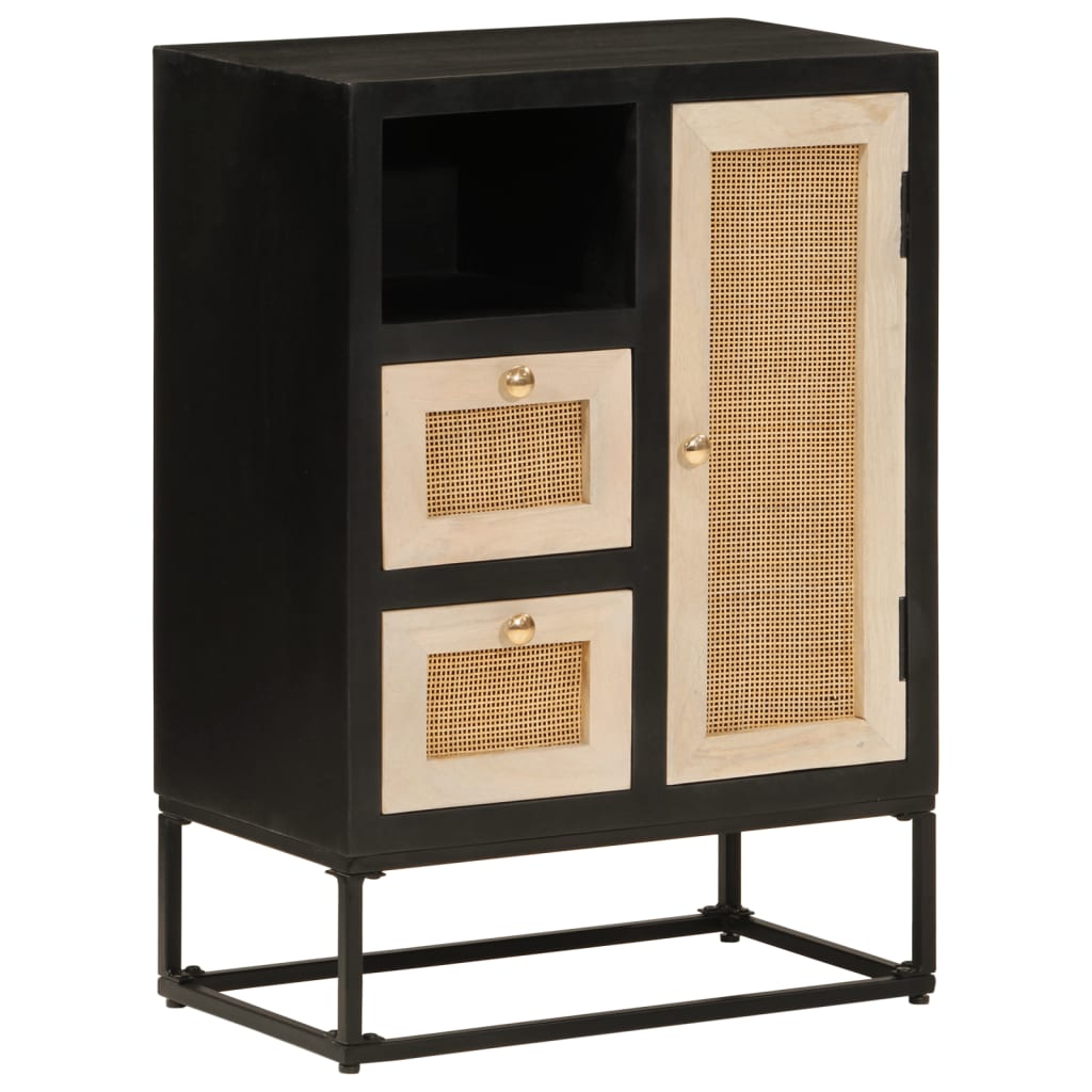 vidaXL Servantă, negru, 55x30x76 cm, lemn masiv de mango și fier vidaXL Servantă, negru, 55x30x76 cm, lemn masiv de mango și fier