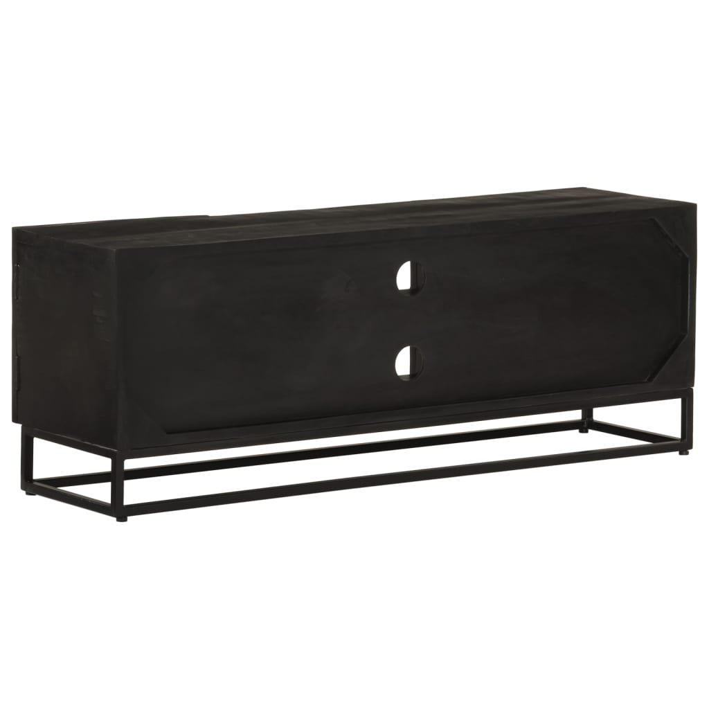 vidaXL Comodă TV, negru, 110x30x40cm, lemn masiv de mango brut și fier