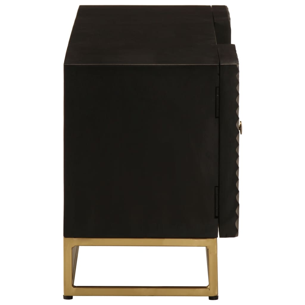 vidaXL Comodă TV, negru, 110x30x40cm, lemn masiv de mango brut și fier vidaXL Comodă TV, negru, 110x30x40cm, lemn masiv de mango brut și fier