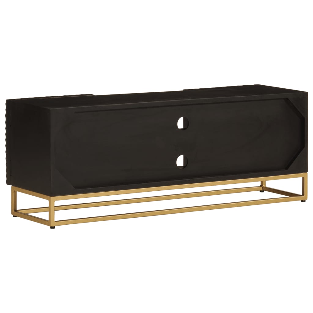 vidaXL Comodă TV, negru, 110x30x40cm, lemn masiv de mango brut și fier vidaXL Comodă TV, negru, 110x30x40cm, lemn masiv de mango brut și fier