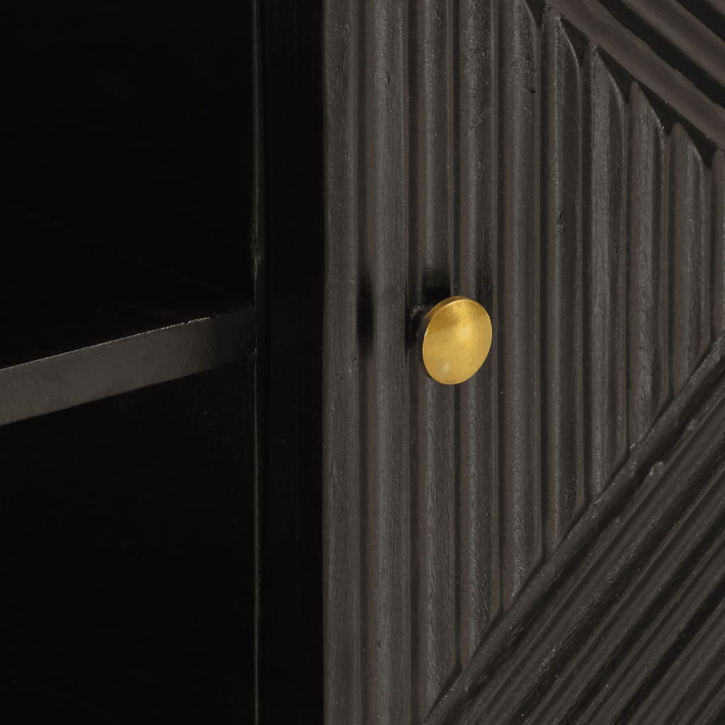 vidaXL Comodă TV, negru, 110x30x40cm, lemn masiv de mango brut și fier vidaXL Comodă TV, negru, 110x30x40cm, lemn masiv de mango brut și fier