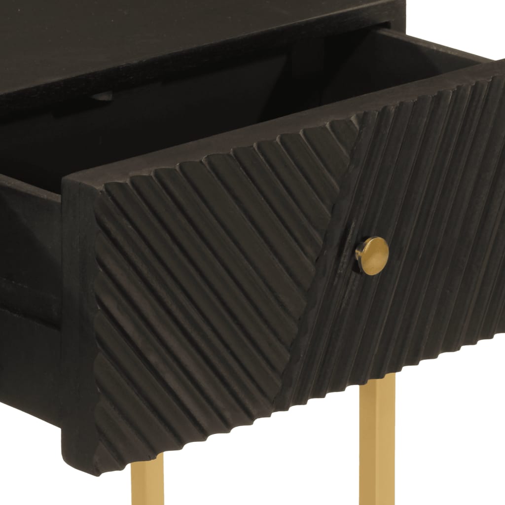 vidaXL Masă consolă, neagră 90x30x76 cm, lemn masiv de mango și fier