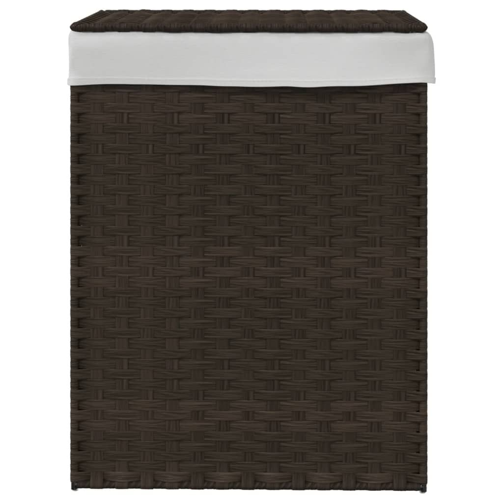 vidaXL Coș de rufe cu capac, maro închis, 46x33x60 cm, poliratan vidaXL Coș de rufe cu capac, maro închis, 46x33x60 cm, poliratan