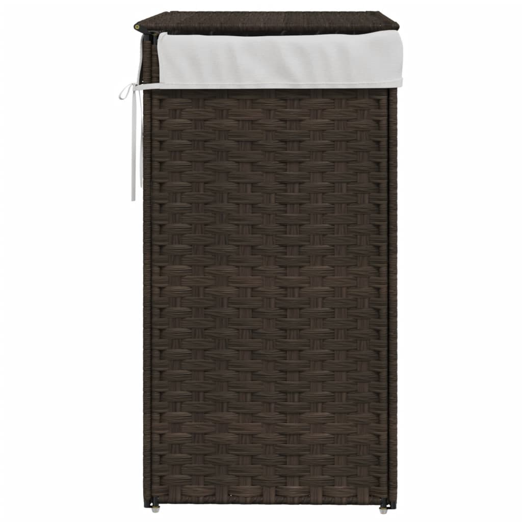 vidaXL Coș de rufe cu capac, maro închis, 46x33x60 cm, poliratan vidaXL Coș de rufe cu capac, maro închis, 46x33x60 cm, poliratan