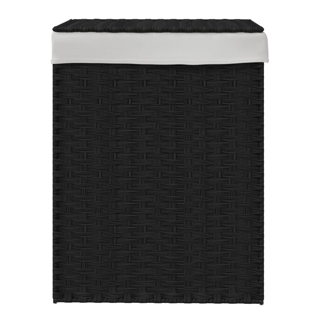 vidaXL Coș de rufe cu capac, negru, 46x33x60 cm, poliratan vidaXL Coș de rufe cu capac, negru, 46x33x60 cm, poliratan