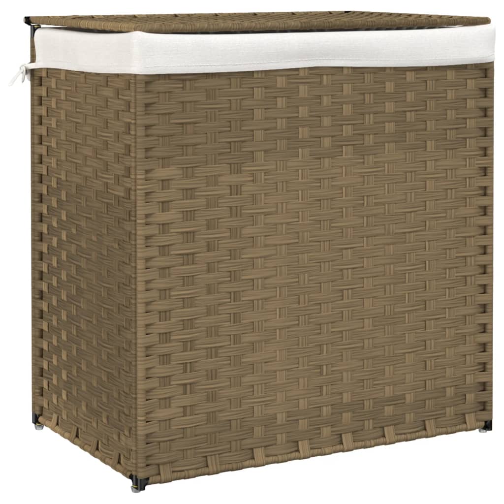 vidaXL Coș de rufe cu 2 secțiuni, 53x35x57 cm, poliratan vidaXL Coș de rufe cu 2 secțiuni, 53x35x57 cm, poliratan