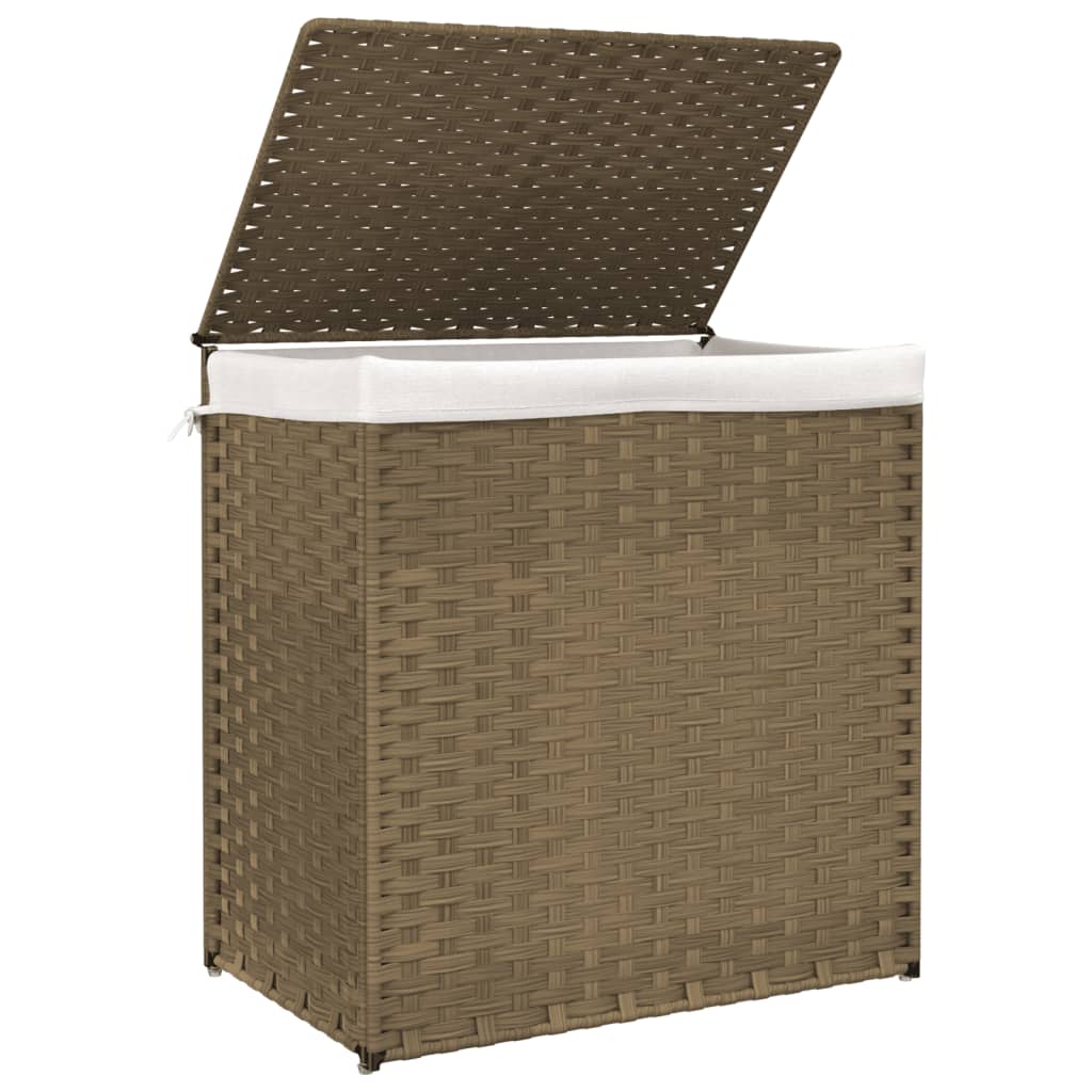 vidaXL Coș de rufe cu 2 secțiuni, 53x35x57 cm, poliratan vidaXL Coș de rufe cu 2 secțiuni, 53x35x57 cm, poliratan