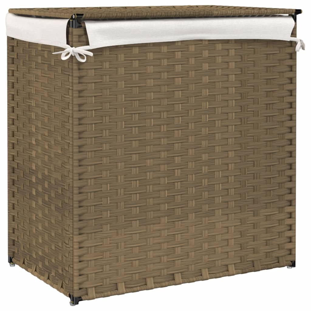 vidaXL Coș de rufe cu 2 secțiuni, 53x35x57 cm, poliratan vidaXL Coș de rufe cu 2 secțiuni, 53x35x57 cm, poliratan