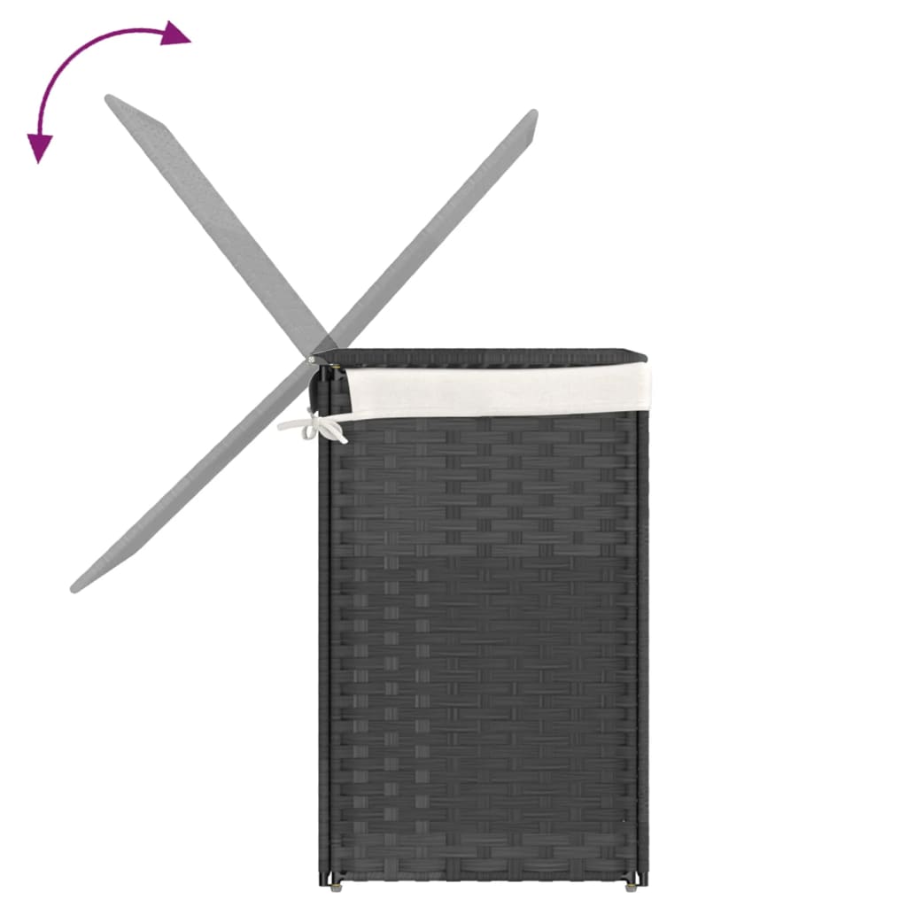 vidaXL Coș de rufe cu 2 secțiuni, gri, 53x35x57 cm, poliratan vidaXL Coș de rufe cu 2 secțiuni, gri, 53x35x57 cm, poliratan