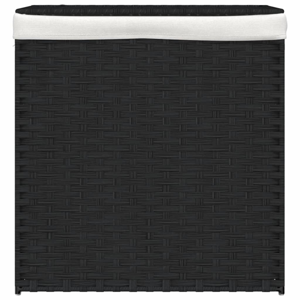 vidaXL Coș de rufe cu 2 secțiuni, negru, 53x35x57 cm, poliratan vidaXL Coș de rufe cu 2 secțiuni, negru, 53x35x57 cm, poliratan