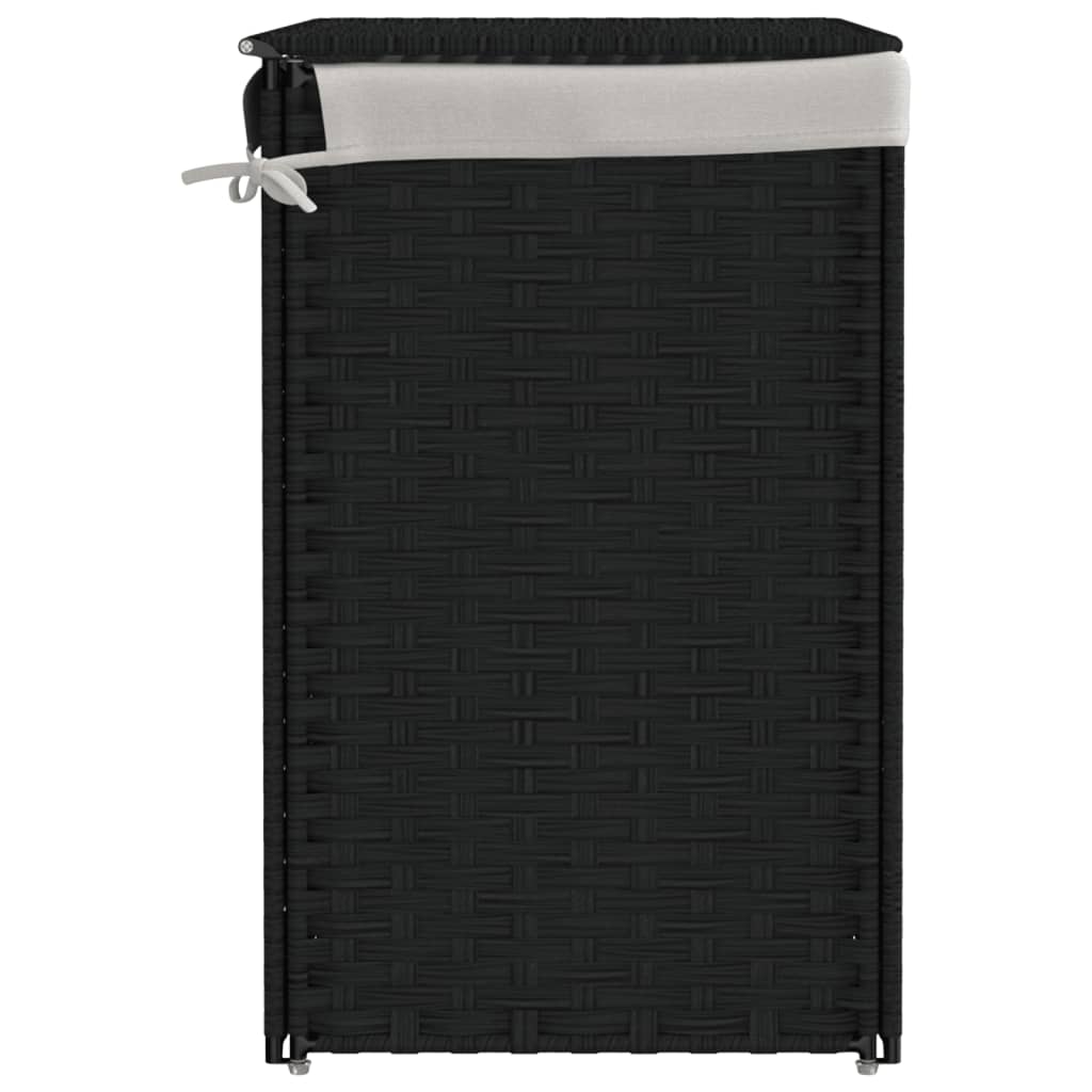 vidaXL Coș de rufe cu 2 secțiuni, negru, 53x35x57 cm, poliratan vidaXL Coș de rufe cu 2 secțiuni, negru, 53x35x57 cm, poliratan