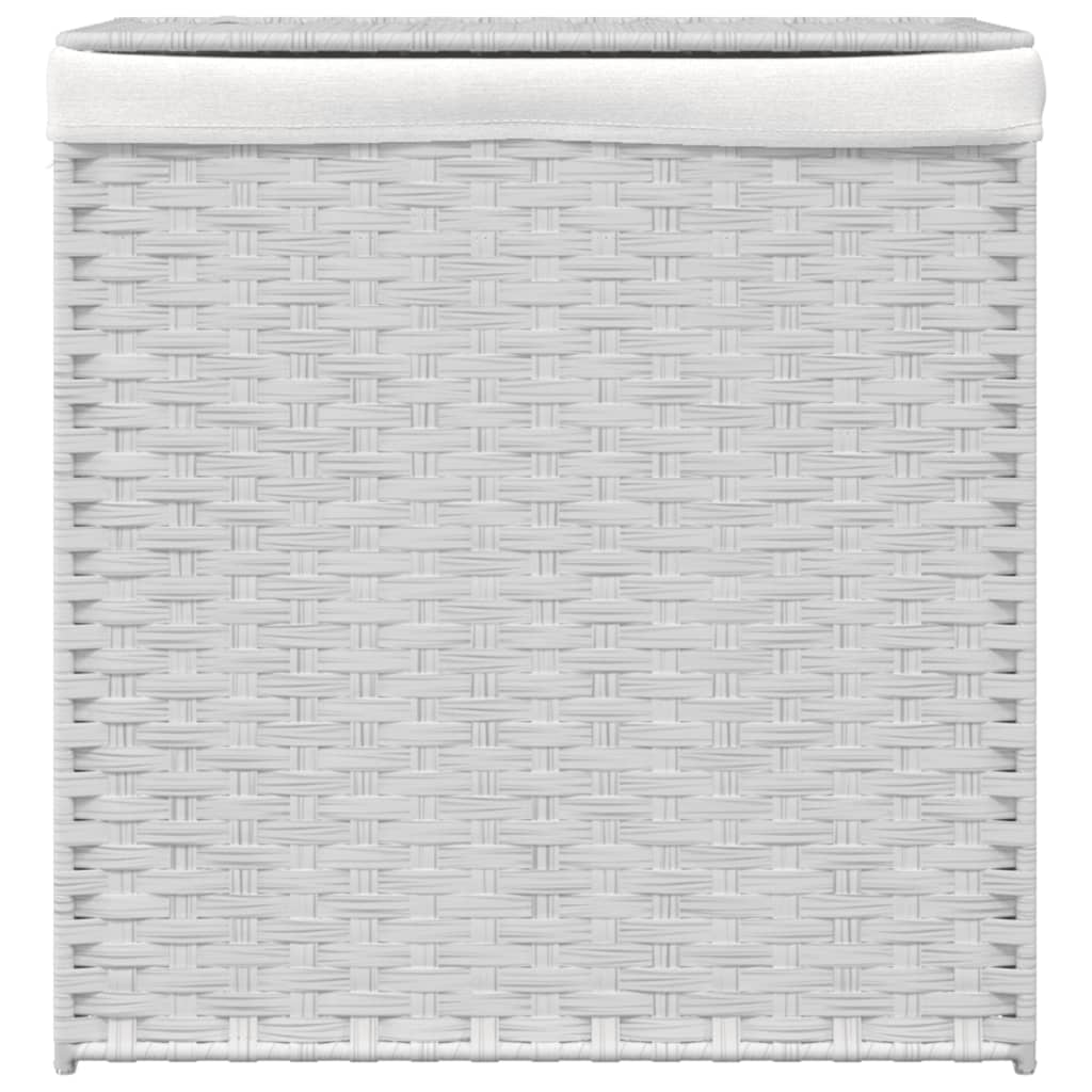 vidaXL Coș de rufe cu 2 secțiuni, alb, 53x35x57 cm, poliratan vidaXL Coș de rufe cu 2 secțiuni, alb, 53x35x57 cm, poliratan