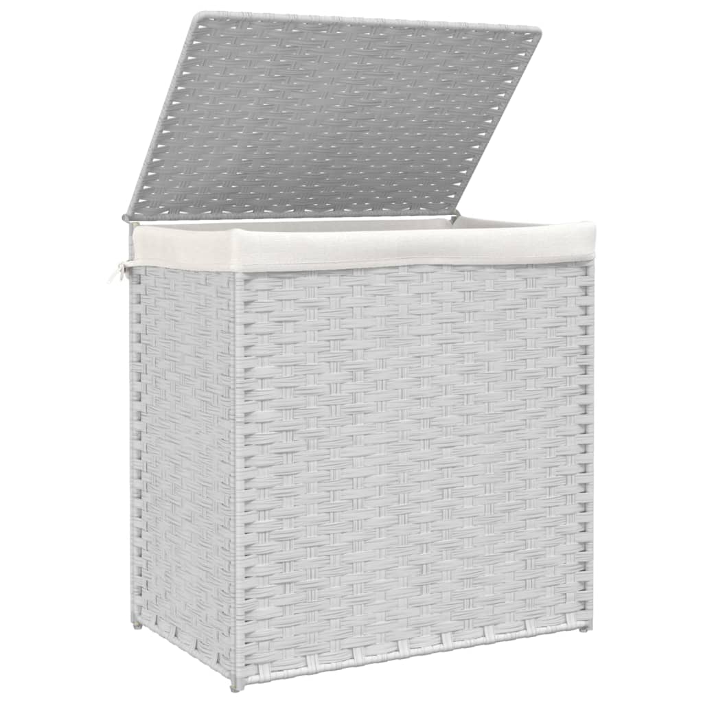 vidaXL Coș de rufe cu 2 secțiuni, alb, 53x35x57 cm, poliratan vidaXL Coș de rufe cu 2 secțiuni, alb, 53x35x57 cm, poliratan