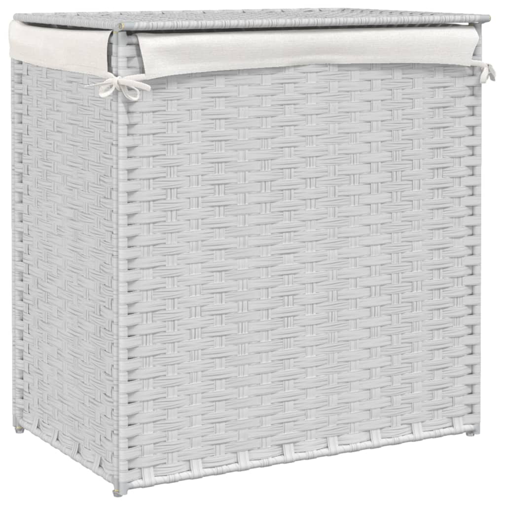 vidaXL Coș de rufe cu 2 secțiuni, alb, 53x35x57 cm, poliratan vidaXL Coș de rufe cu 2 secțiuni, alb, 53x35x57 cm, poliratan