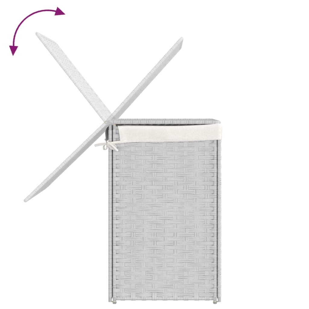 vidaXL Coș de rufe cu 2 secțiuni, alb, 53x35x57 cm, poliratan vidaXL Coș de rufe cu 2 secțiuni, alb, 53x35x57 cm, poliratan