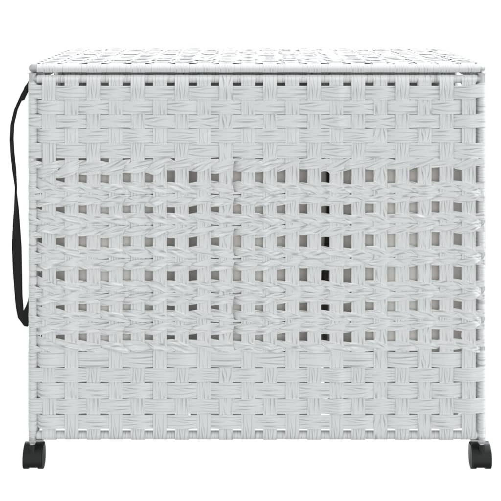 vidaXL Coș de rufe cu roți, alb, 66x35x60 cm, ratan vidaXL Coș de rufe cu roți, alb, 66x35x60 cm, ratan