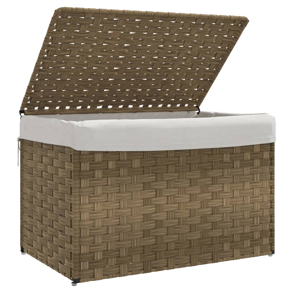 vidaXL Coș de rufe cu capac, 55,5x35x34 cm, poliratan vidaXL Coș de rufe cu capac, 55,5x35x34 cm, poliratan