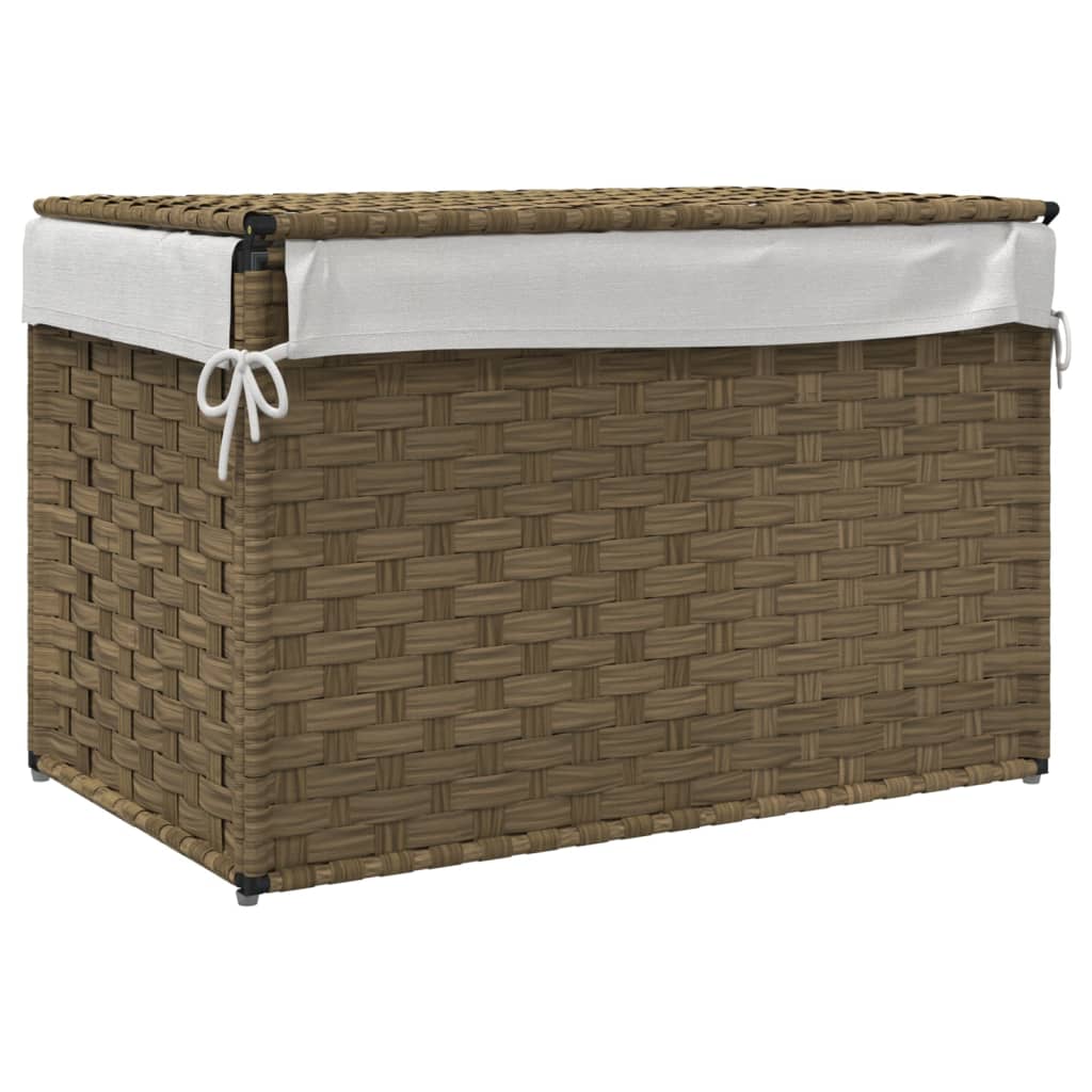 vidaXL Coș de rufe cu capac, 55,5x35x34 cm, poliratan vidaXL Coș de rufe cu capac, 55,5x35x34 cm, poliratan