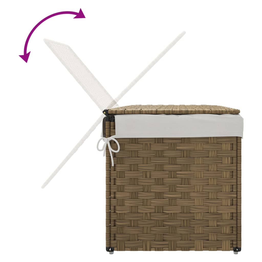 vidaXL Coș de rufe cu capac, 55,5x35x34 cm, poliratan vidaXL Coș de rufe cu capac, 55,5x35x34 cm, poliratan
